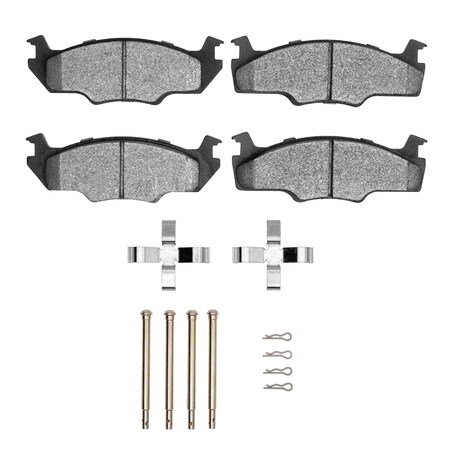 Dynamic Friction Co 5000 Advanced Brake Pads - Semi Metallic and Hardware Kit, Long Pad Wear, 1551-0206-01